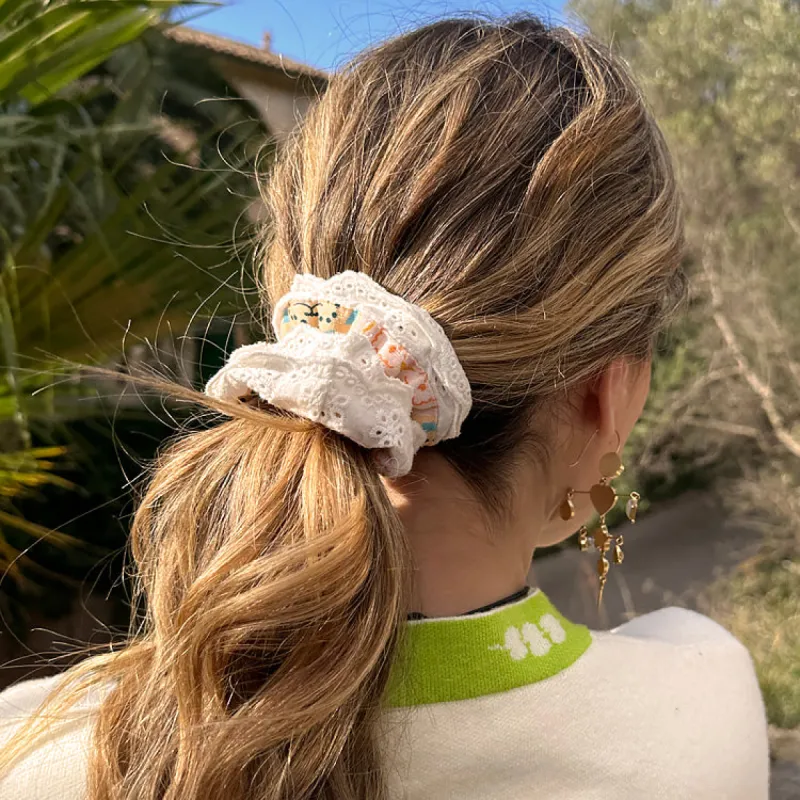 Pastel Geo Cotton Linen Scrunchie sold by Never Fully Dressed