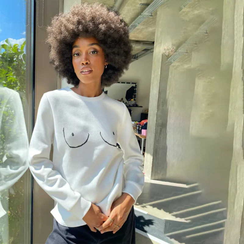 White Boob Sweatshirt made by Never Fully Dressed
