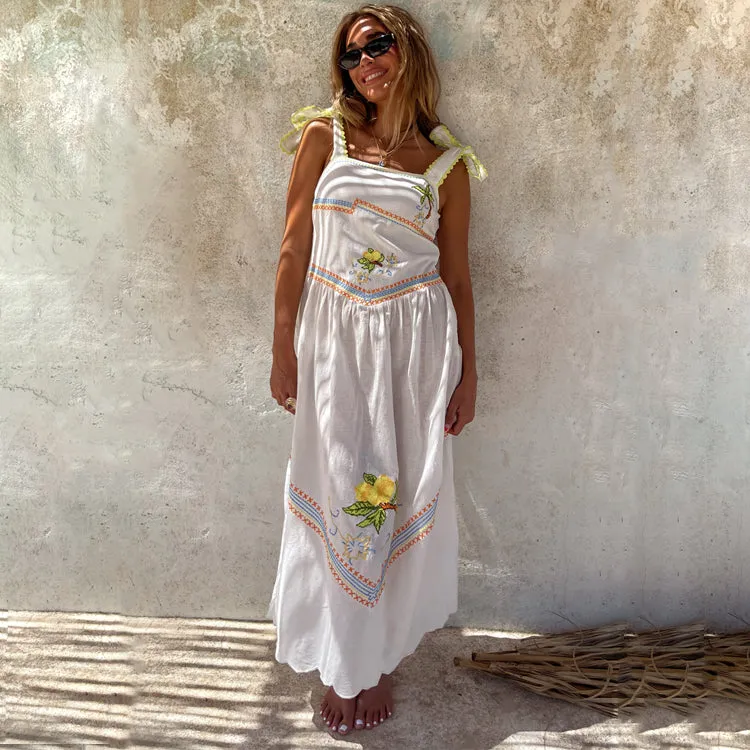 White Corfu Midi Dress sold by Never Fully Dressed