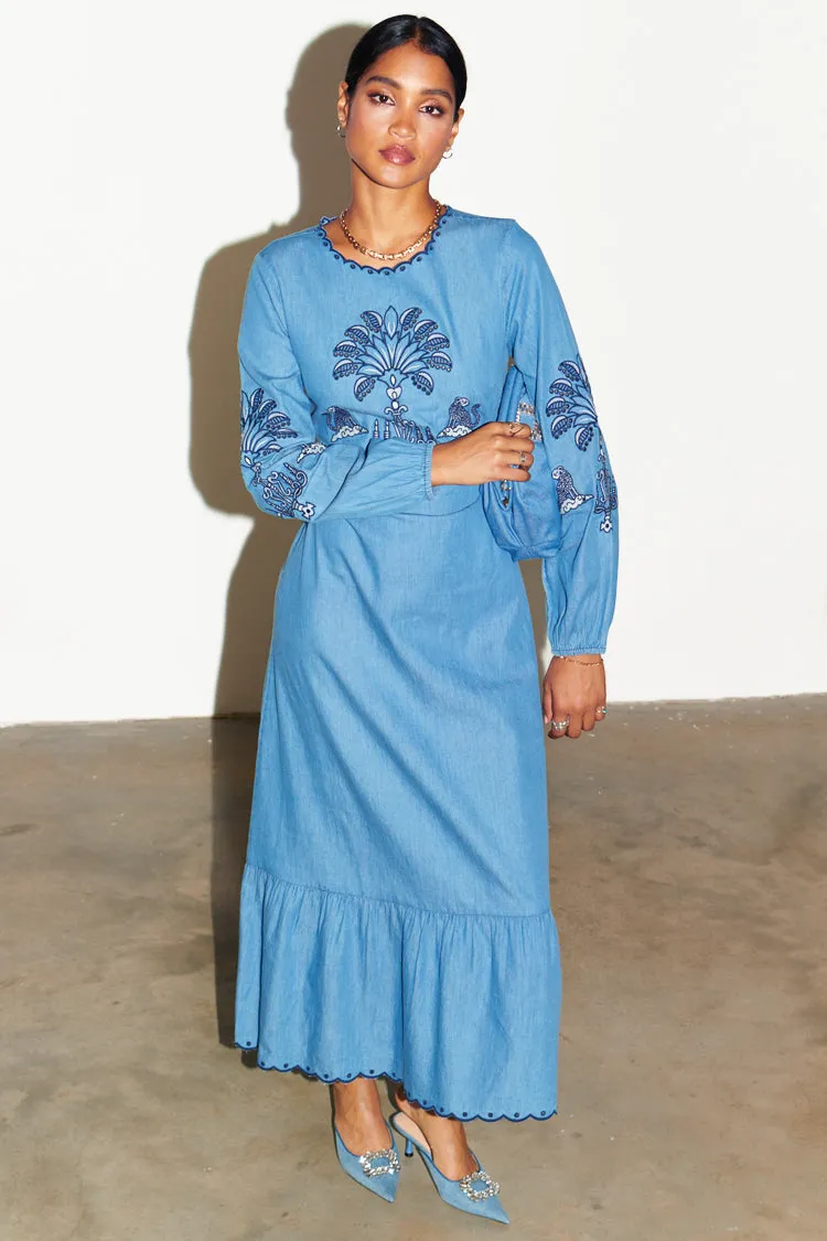 Dreaming In The Clouds Denim Dress sold by Never Fully Dressed product image thumbnail 2