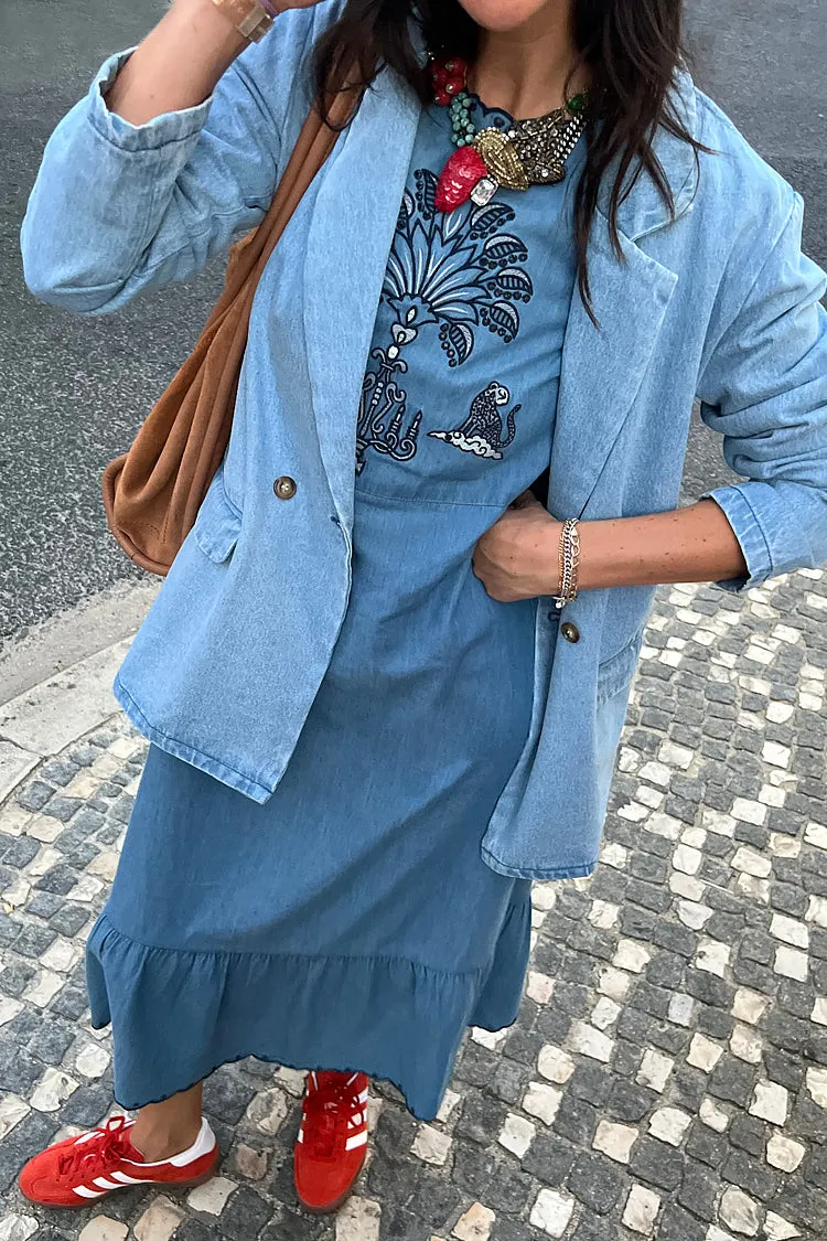 Dreaming In The Clouds Denim Dress sold by Never Fully Dressed product image thumbnail 4