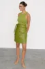 Olive Green Vegan Leather Mini Jaspre Skirt sold by Never Fully Dressed