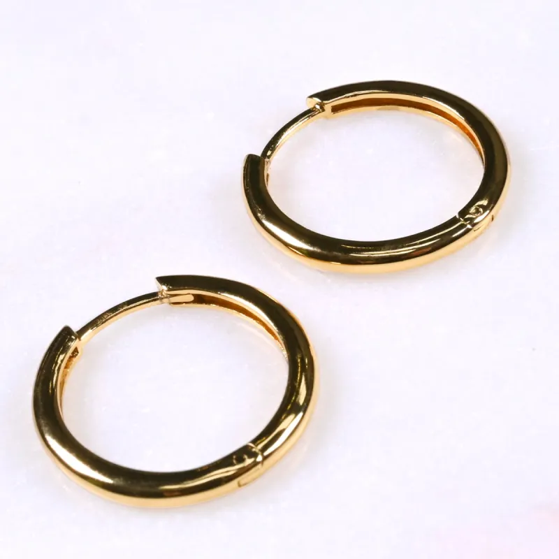Gold Plated  Huggie Hoop Earrings 20mm sold by Never Fully Dressed