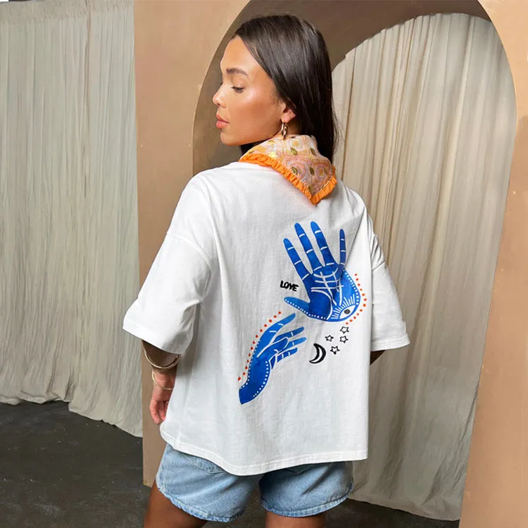 Blue Palm T-shirt sold by Never Fully Dressed