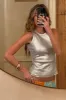 Silver Ribbed Tank Top sold by Never Fully Dressed