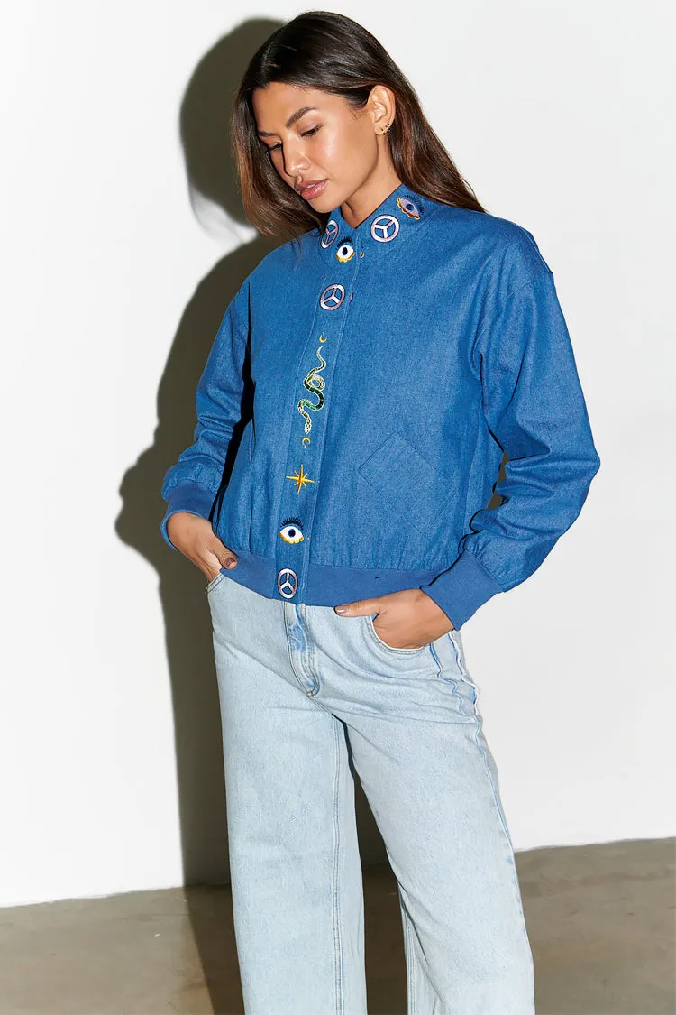 Denim Astrid Bomber sold by Never Fully Dressed product image thumbnail 2