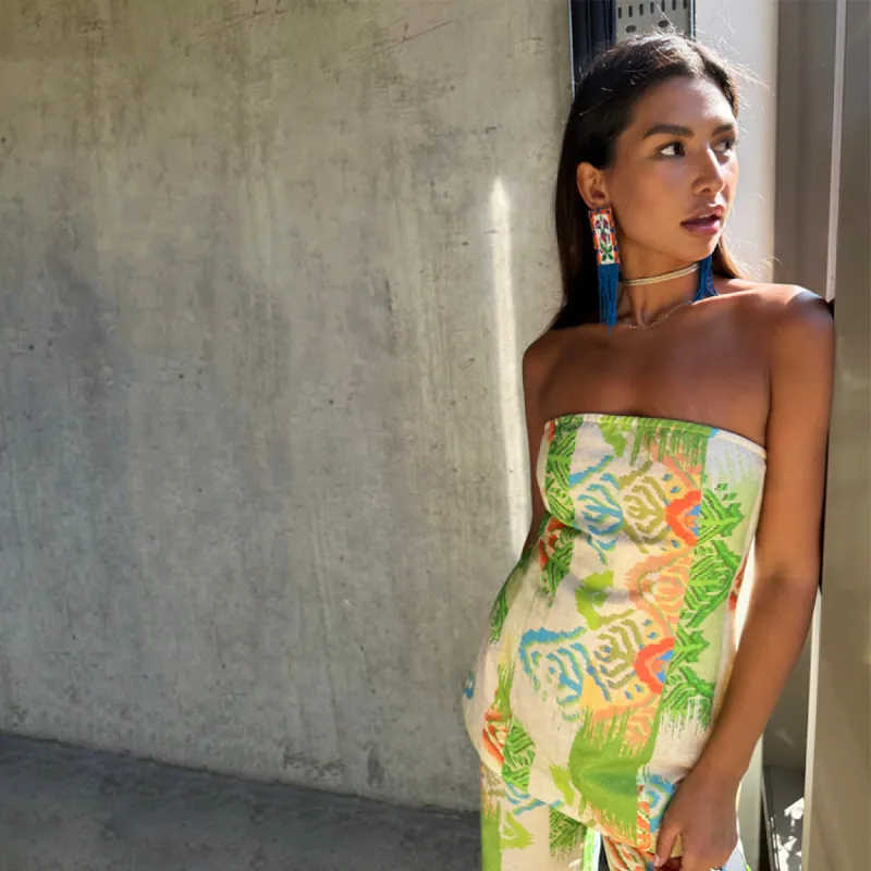 Green Abstract Sol Bandeau Top sold by Never Fully Dressed