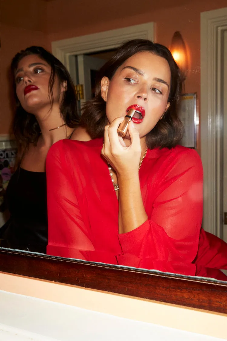 Red Sheer Midaxi Vienna Dress sold by Never Fully Dressed product image thumbnail 4