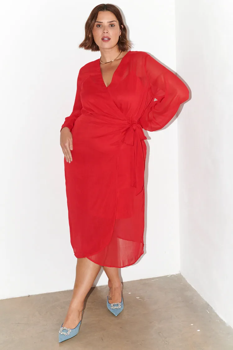 Red Sheer Midaxi Vienna Dress sold by Never Fully Dressed product image thumbnail 5