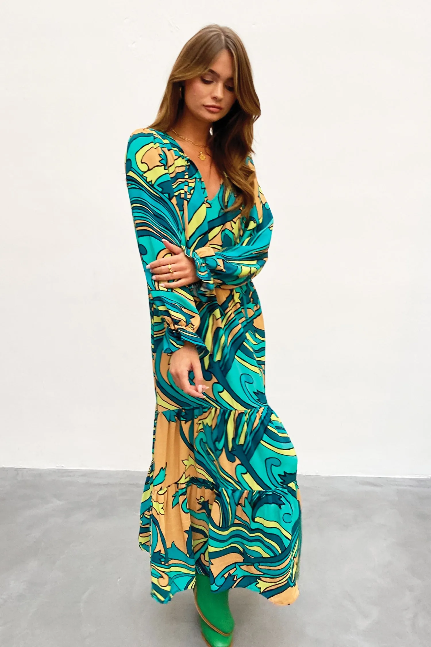 Teal Starburst Smock Dress sold by Never Fully Dressed product image thumbnail 4