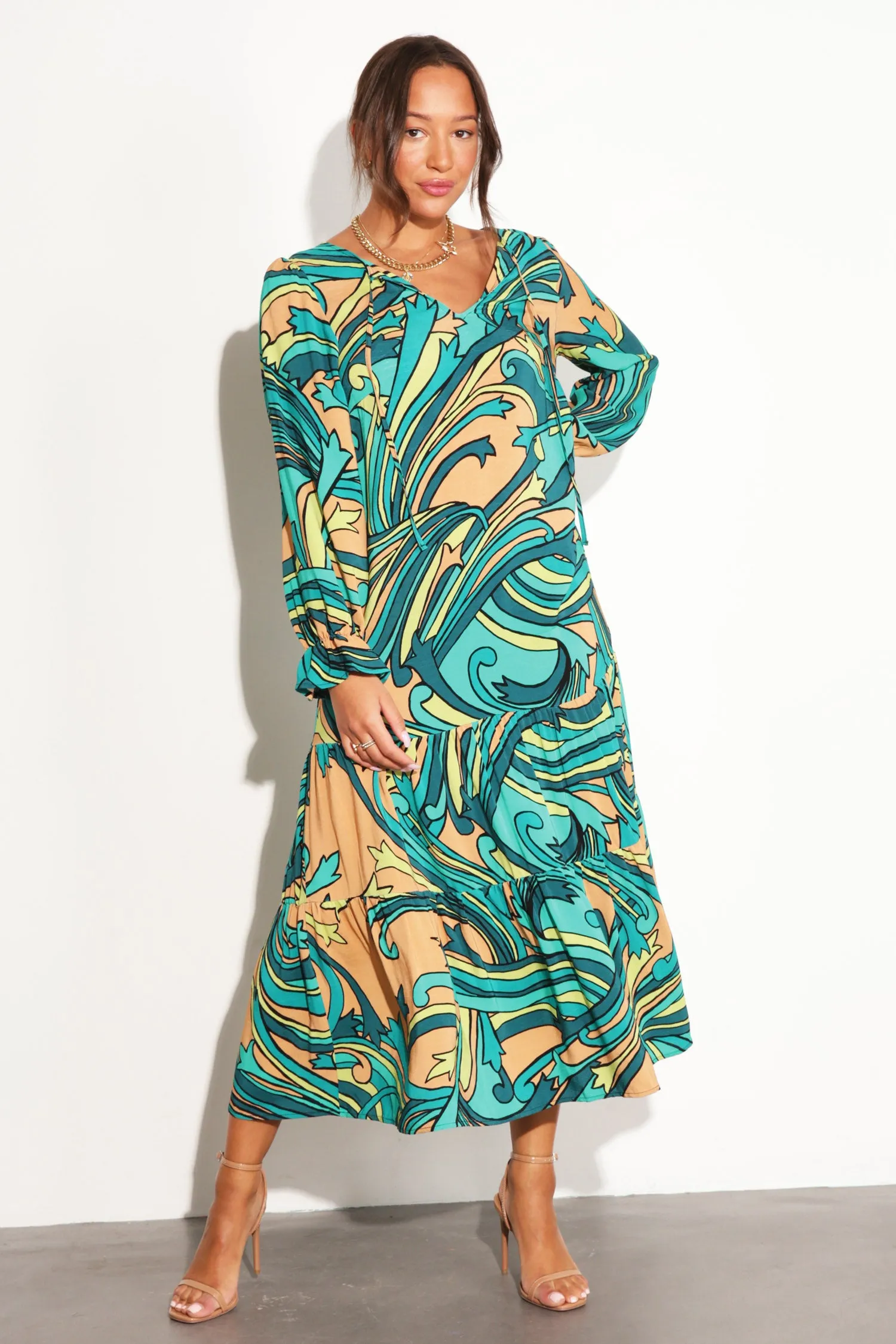 Teal Starburst Smock Dress sold by Never Fully Dressed product image thumbnail 3