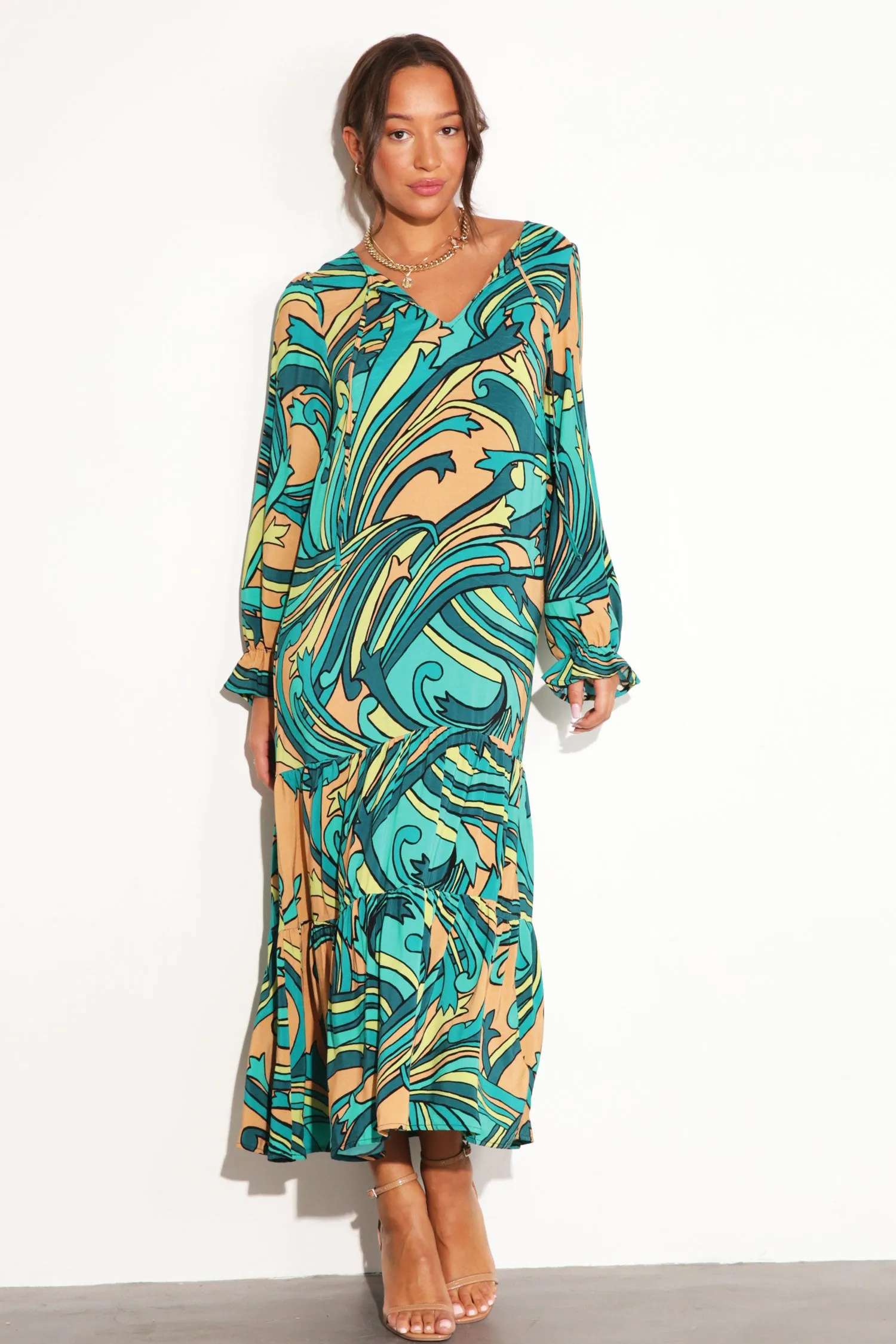 Teal Starburst Smock Dress sold by Never Fully Dressed product image thumbnail 2