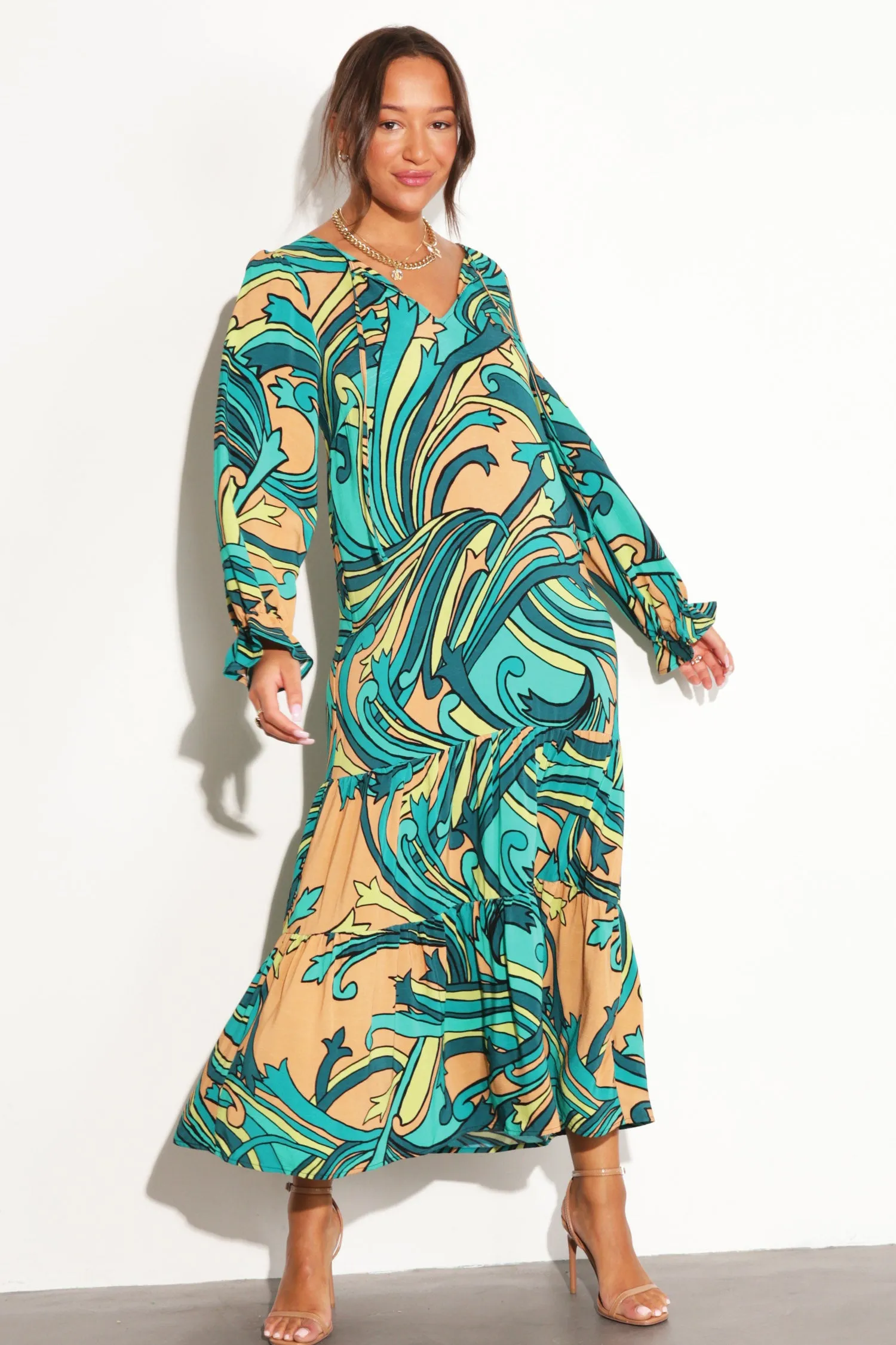 Teal Starburst Smock Dress sold by Never Fully Dressed product image thumbnail 5