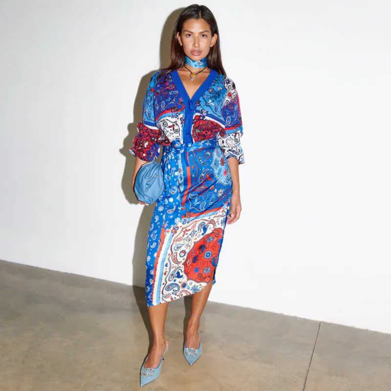 Blue Bandana Clash Jaspre Wrap Skirt sold by Never Fully Dressed