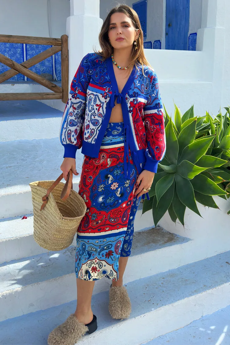 Blue Bandana Clash Jaspre Wrap Skirt sold by Never Fully Dressed product image thumbnail 4