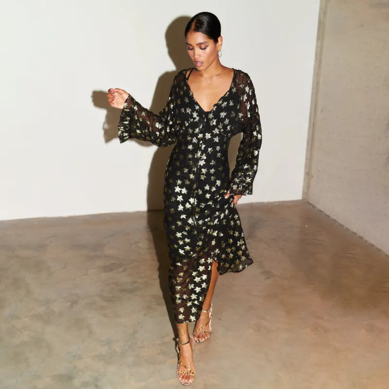 Black Star Jacquard Isabella Dress made by Never Fully Dressed