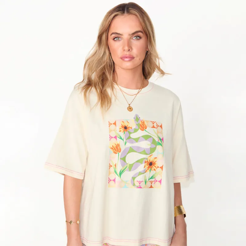 Cream Abstract Snake T-shirt sold by Never Fully Dressed