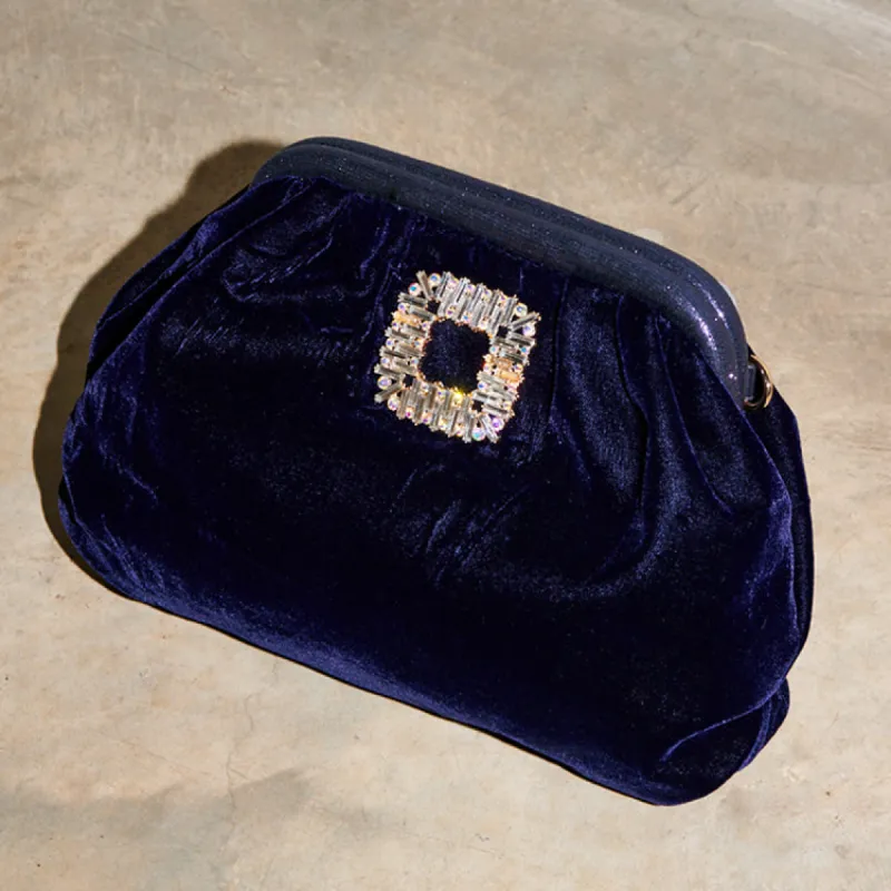 Navy Velvet Bag sold by Never Fully Dressed