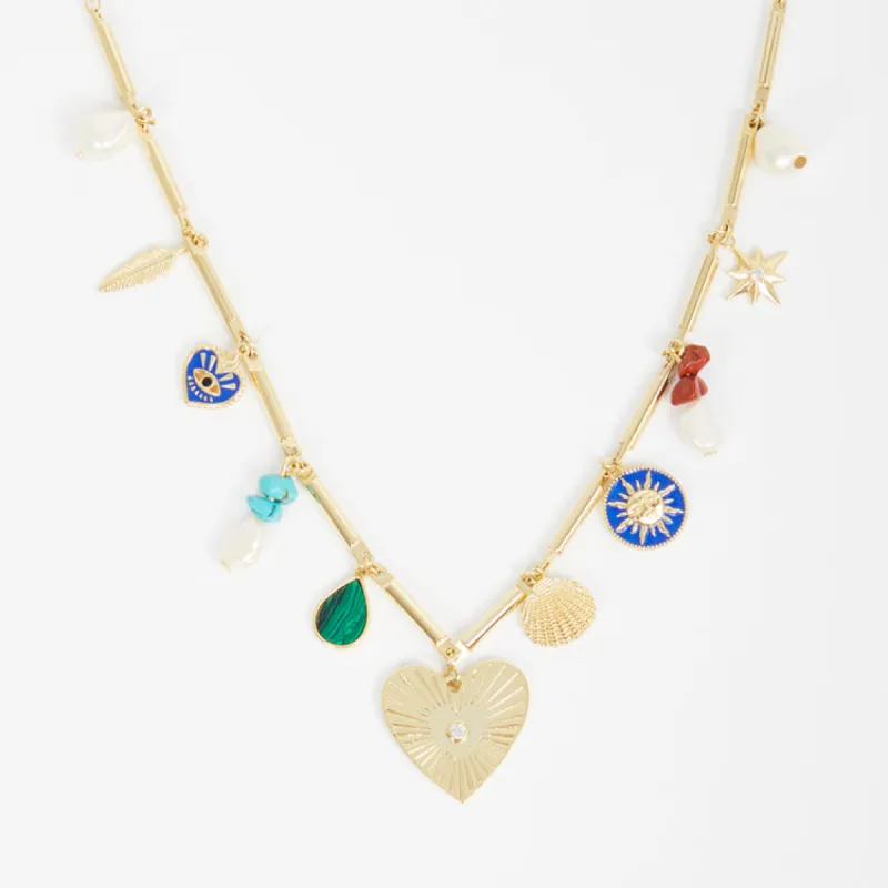 Gold Plated Balearic Multi Charm Necklace sold by Never Fully Dressed