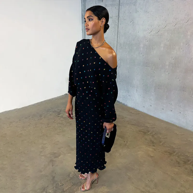 Multi Spot Long Sleeve Tilly Dress sold by Never Fully Dressed