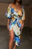 Blue Gigi Sadie Wrap Dress sold by Never Fully Dressed