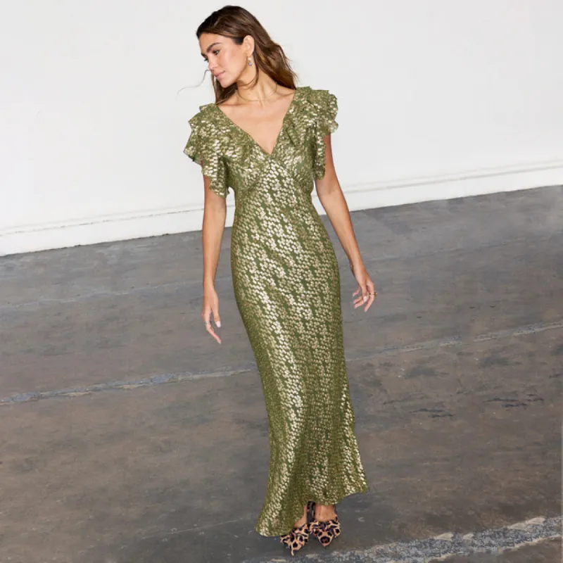 Olive Jacquard Tilda Dress sold by Never Fully Dressed
