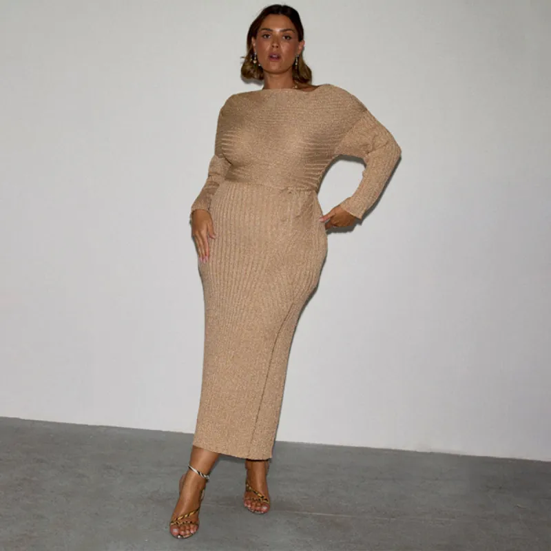 Gold Rib Knit Tilly Dress sold by Never Fully Dressed