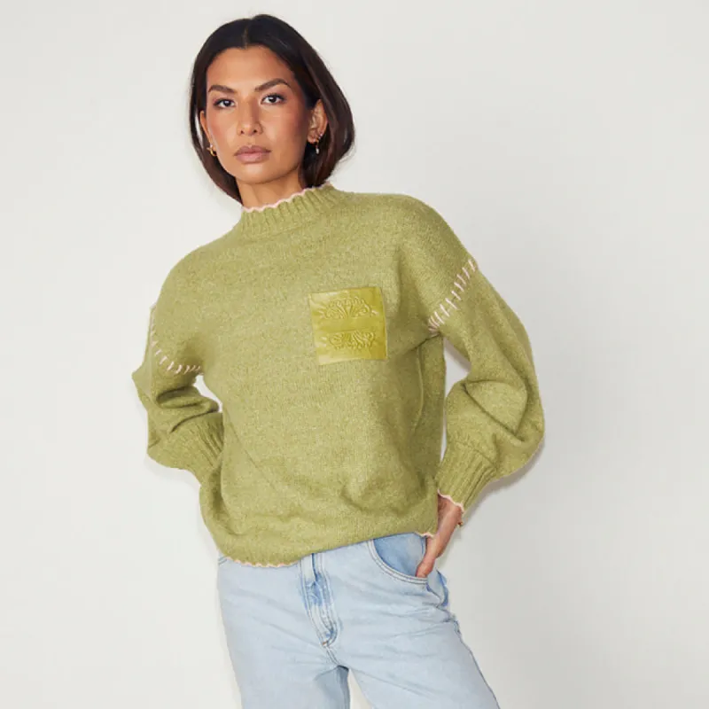 Olive Virgo Jumper sold by Never Fully Dressed