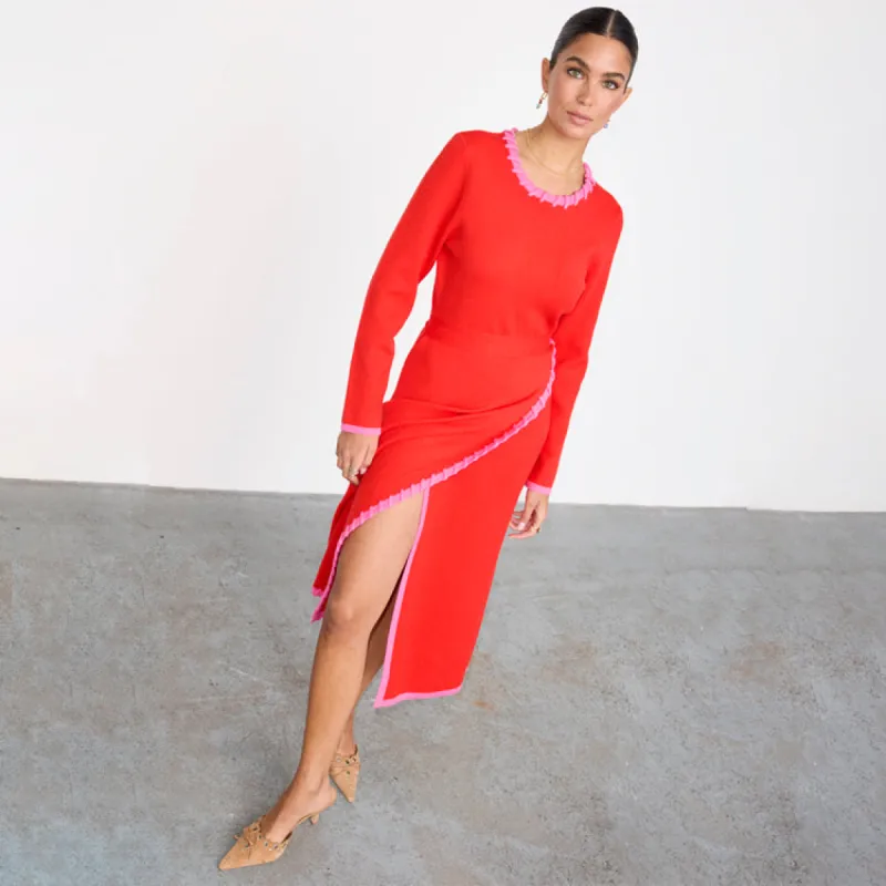 Red and Pink Sydney Wrap Dress sold by Never Fully Dressed