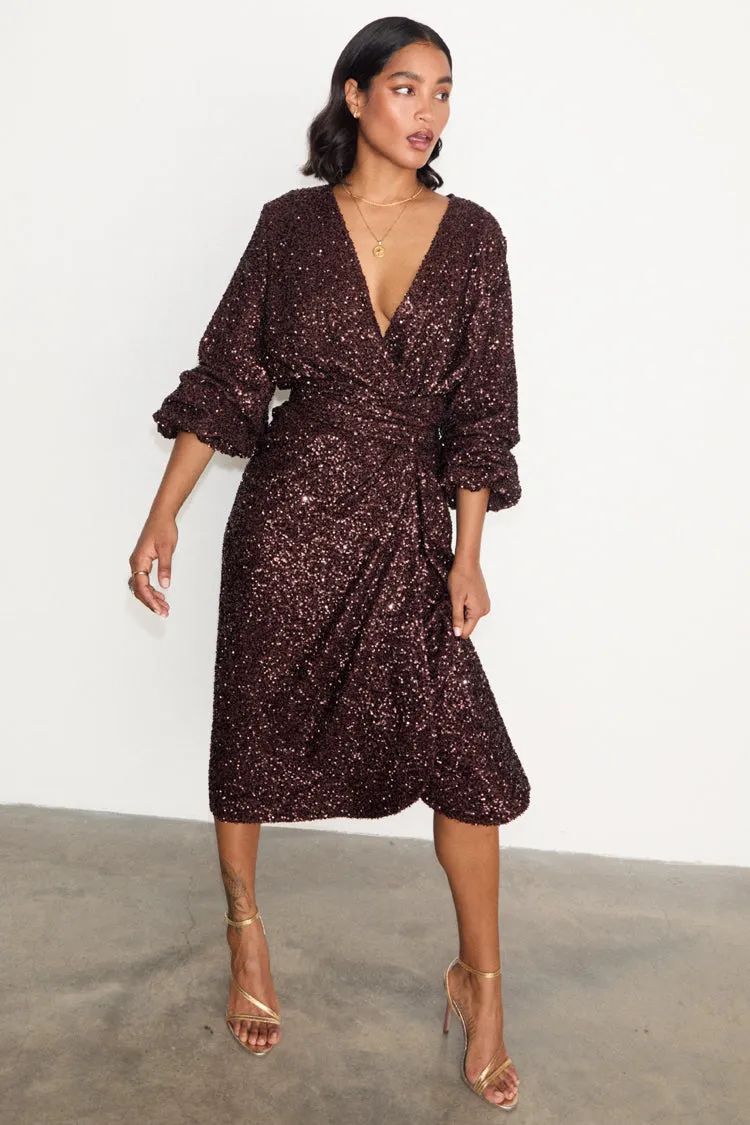 Chocolate Sequin Vienna Dress Petite sold by Never Fully Dressed product image thumbnail 2