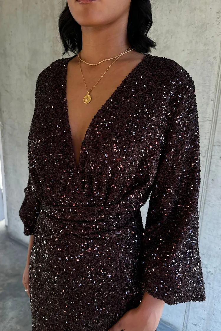 Chocolate Sequin Vienna Dress sold by Never Fully Dressed product image thumbnail 4