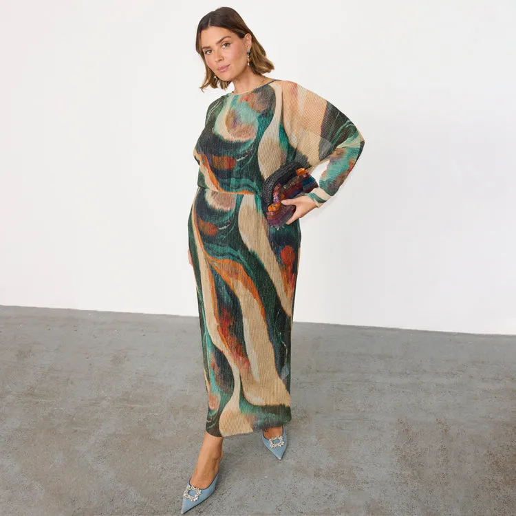 Green Plisse Didi Dress sold by Never Fully Dressed