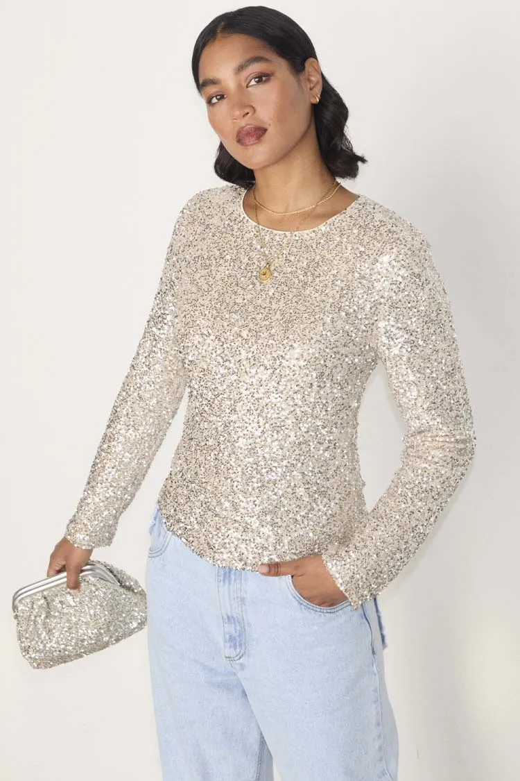 Silver Sequin Tia Top sold by Never Fully Dressed product image thumbnail 4