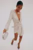 Silver Sequin Mini Vienna Wrap Dress sold by Never Fully Dressed
