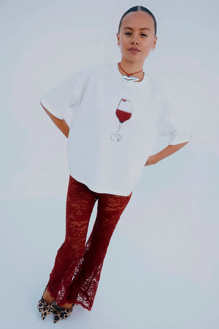 Burgundy Lace Trousers Petite sold by Never Fully Dressed product image thumbnail 3