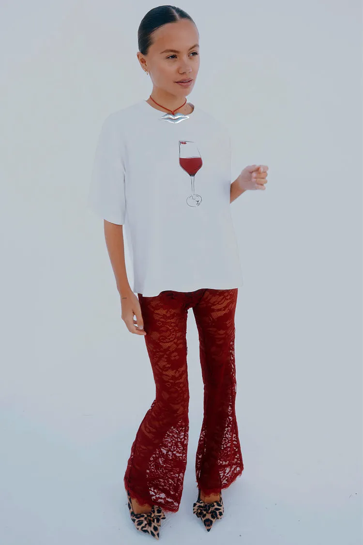 Burgundy Lace Trousers Petite sold by Never Fully Dressed product image thumbnail 5