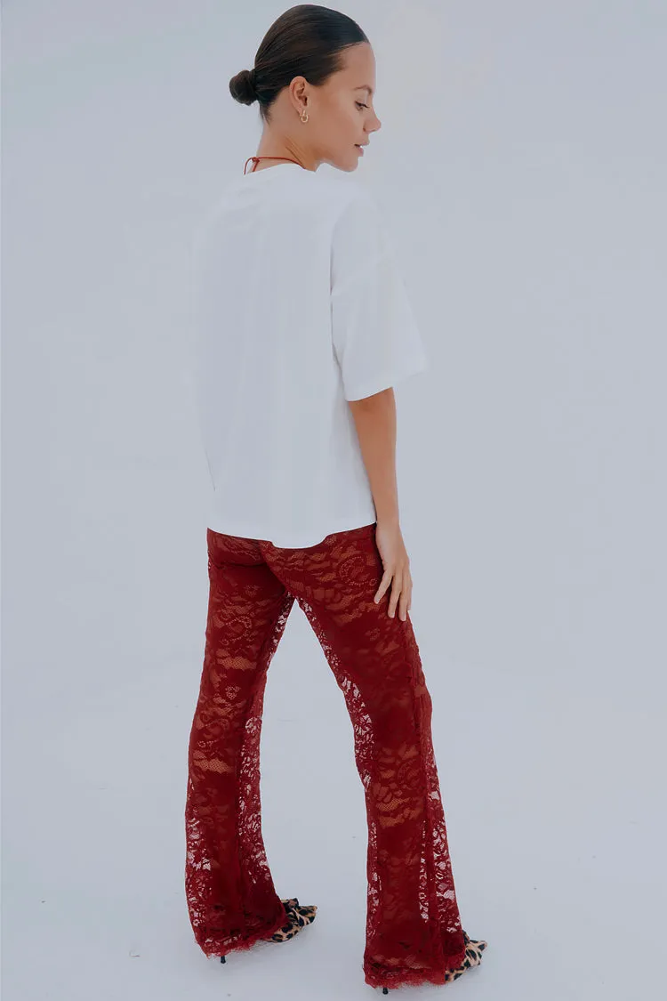 Burgundy Lace Trousers Petite sold by Never Fully Dressed product image thumbnail 2