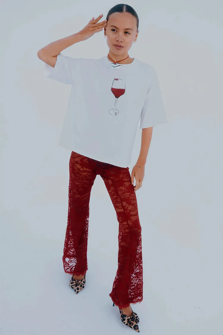 Burgundy Lace Trousers Petite sold by Never Fully Dressed product image thumbnail 4