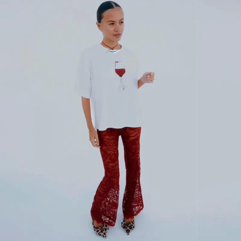 Burgundy Lace Trousers Petite sold by Never Fully Dressed