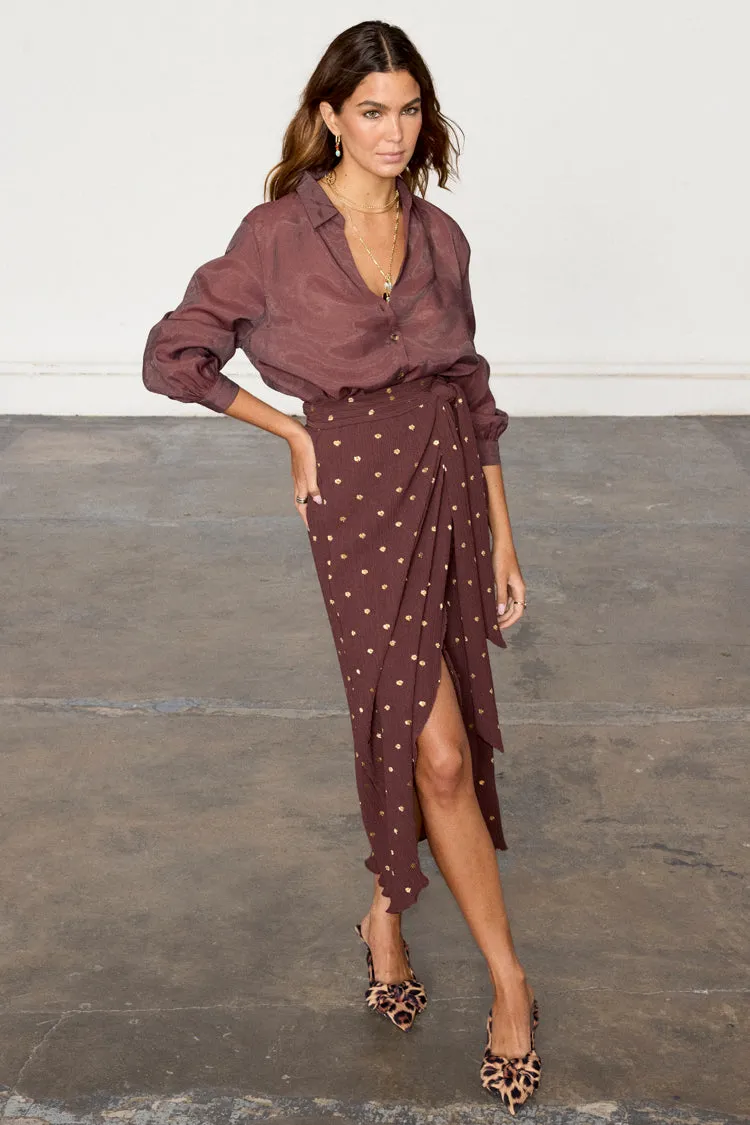 Chocolate Plisse Jaspre Skirt sold by Never Fully Dressed product image thumbnail 3