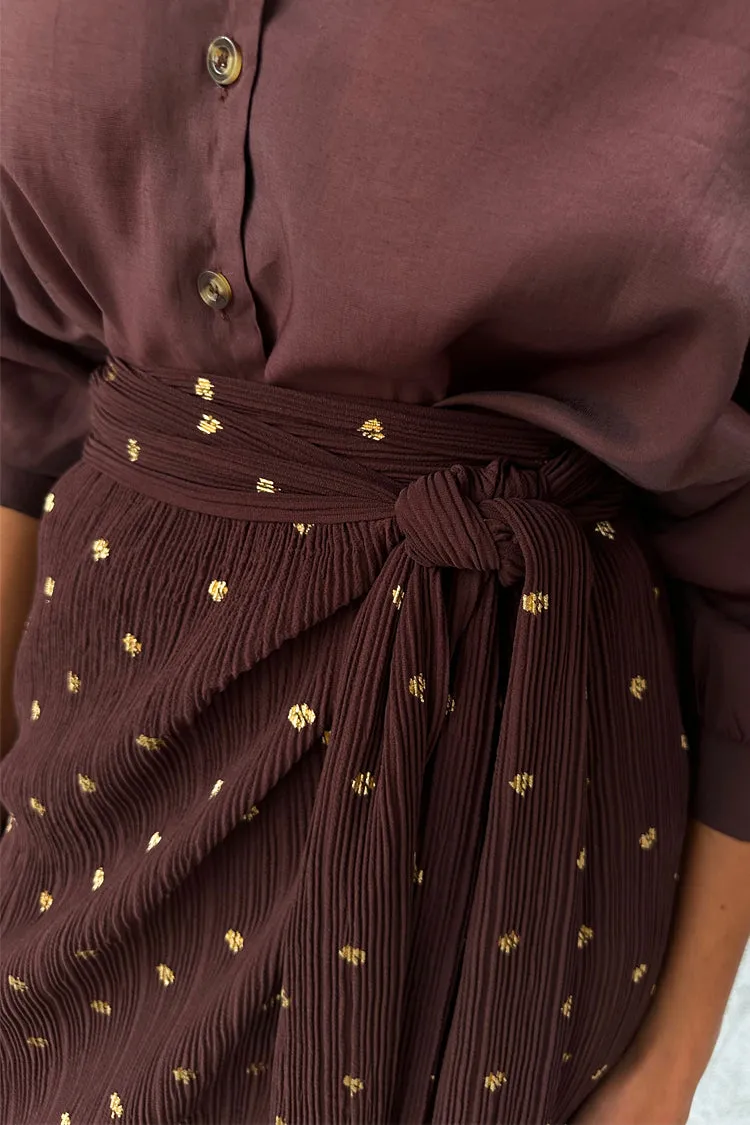 Chocolate Plisse Jaspre Skirt sold by Never Fully Dressed product image thumbnail 4