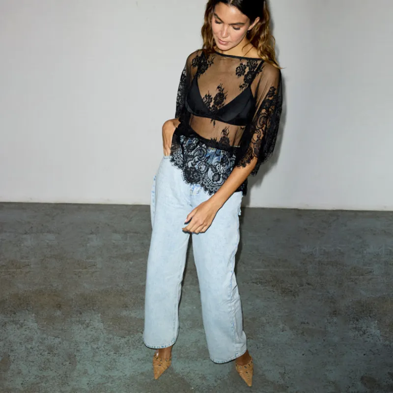 Black Lace Tilly Top sold by Never Fully Dressed