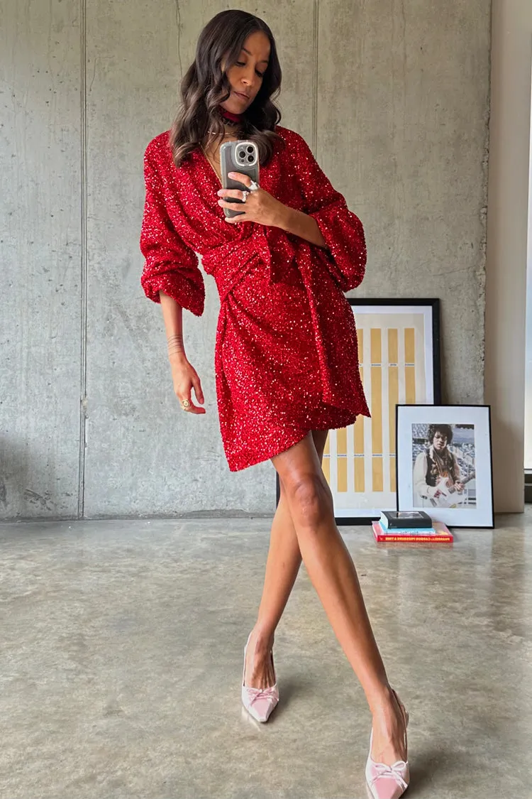 Red Sequin Mini Vienna Dress sold by Never Fully Dressed product image thumbnail 4
