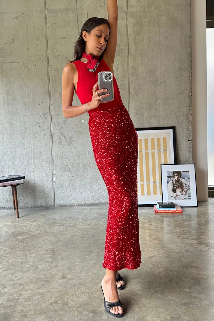 Red Sequin Dorris Skirt sold by Never Fully Dressed product image thumbnail 5