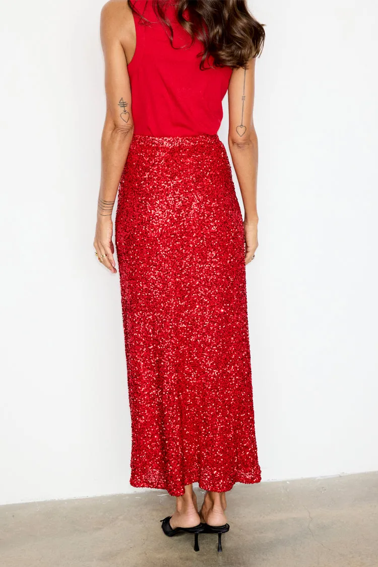 Red Sequin Dorris Skirt sold by Never Fully Dressed product image thumbnail 4
