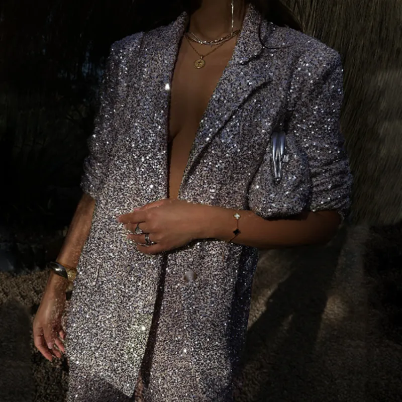 Gunmetal Sequin 54 Blazer sold by Never Fully Dressed