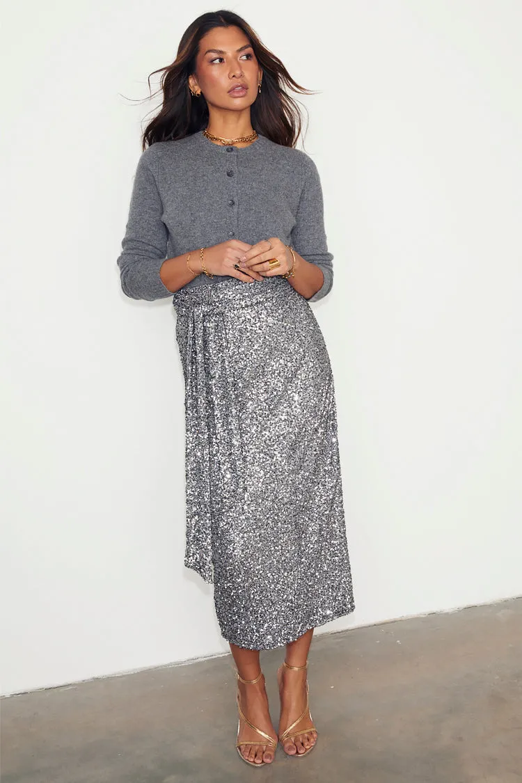 Gunmetal Sequin Jaspre Midi Skirt sold by Never Fully Dressed product image thumbnail 5