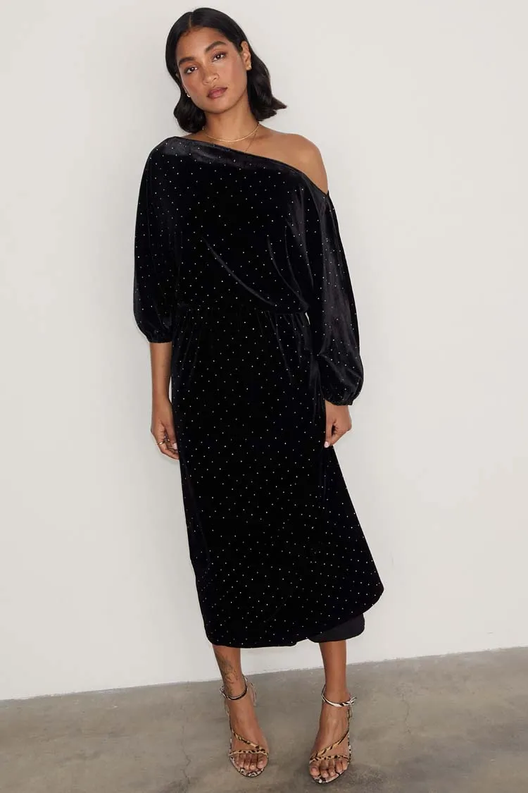 Black Long Sleeved Velvet Tilly Dress sold by Never Fully Dressed product image thumbnail 2