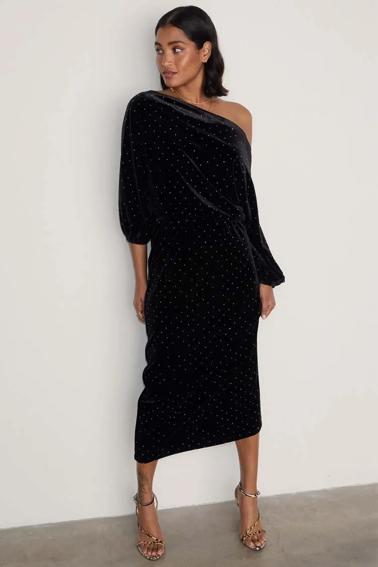 Black Long Sleeved Velvet Tilly Dress sold by Never Fully Dressed product image thumbnail 5