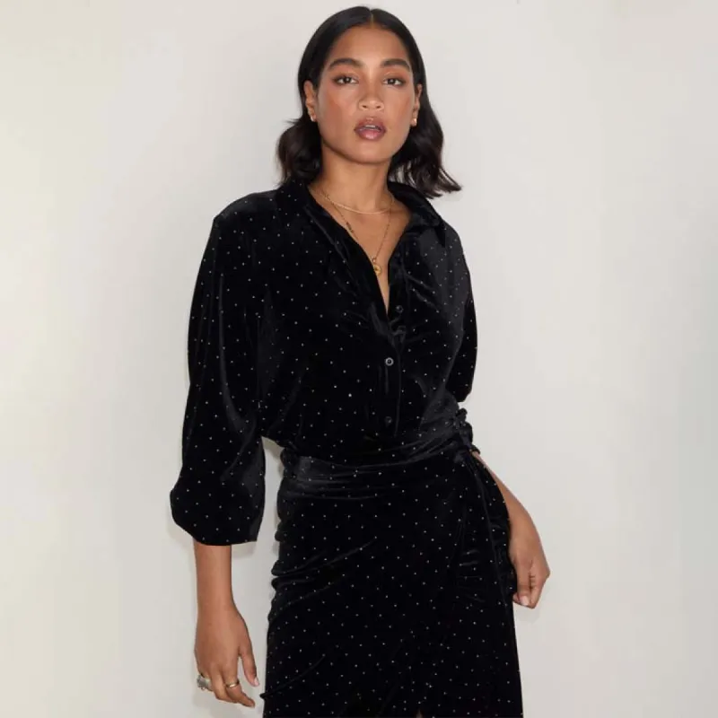 Black Velvet Cristi Shirt sold by Never Fully Dressed